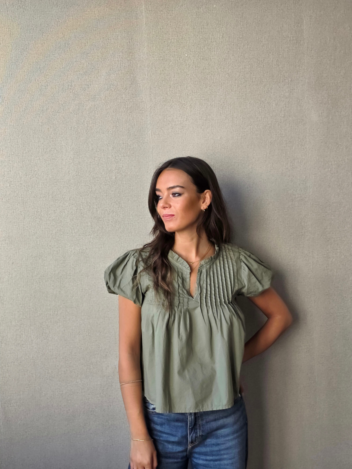 Blusa Manga Farol Caqui