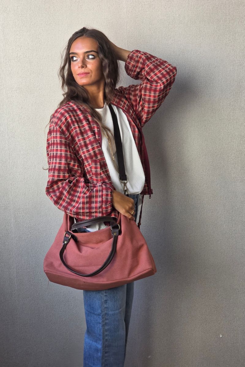 Bolso loneta oversize teja con opción a personalizar