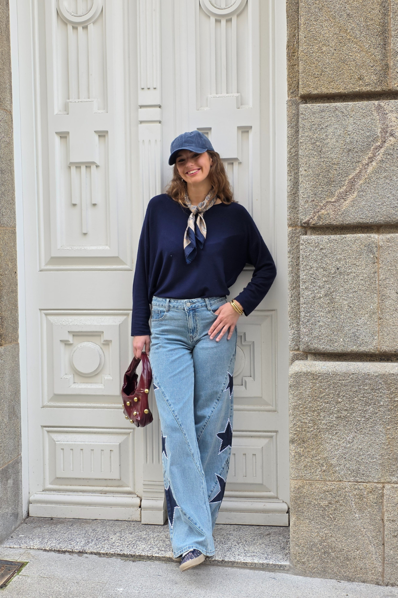 Vaquero Azul con Estrellas Laterales