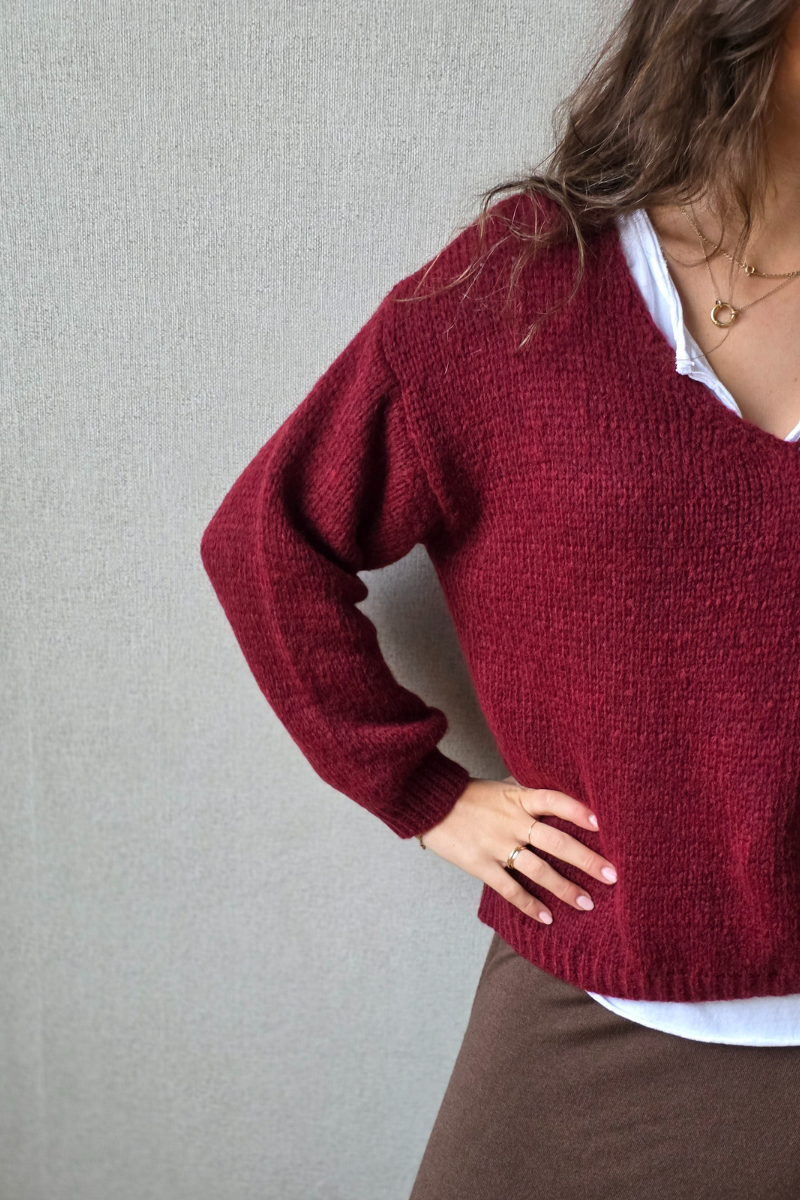 Jersey de punto grueso granate