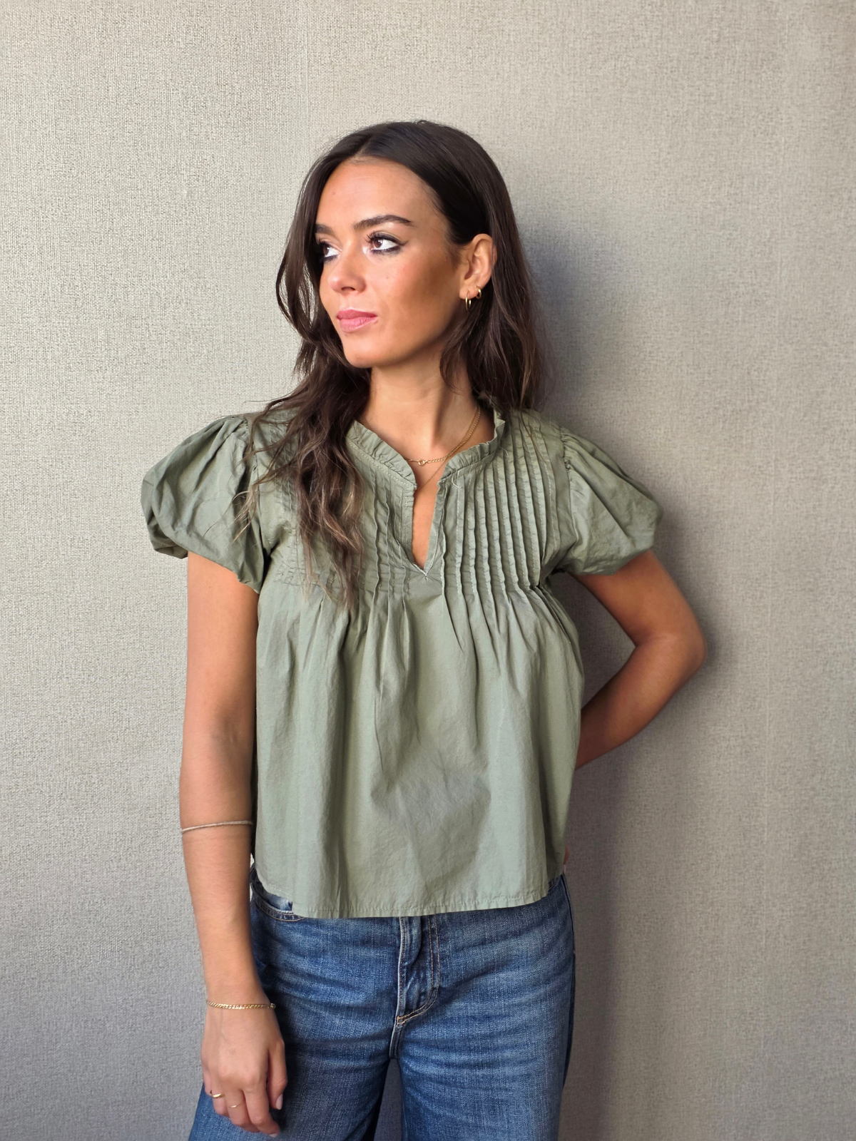 Blusa Manga Farol Caqui