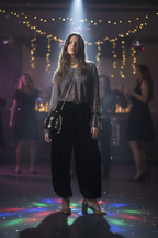 Pantalón bombacho de terciopelo negro