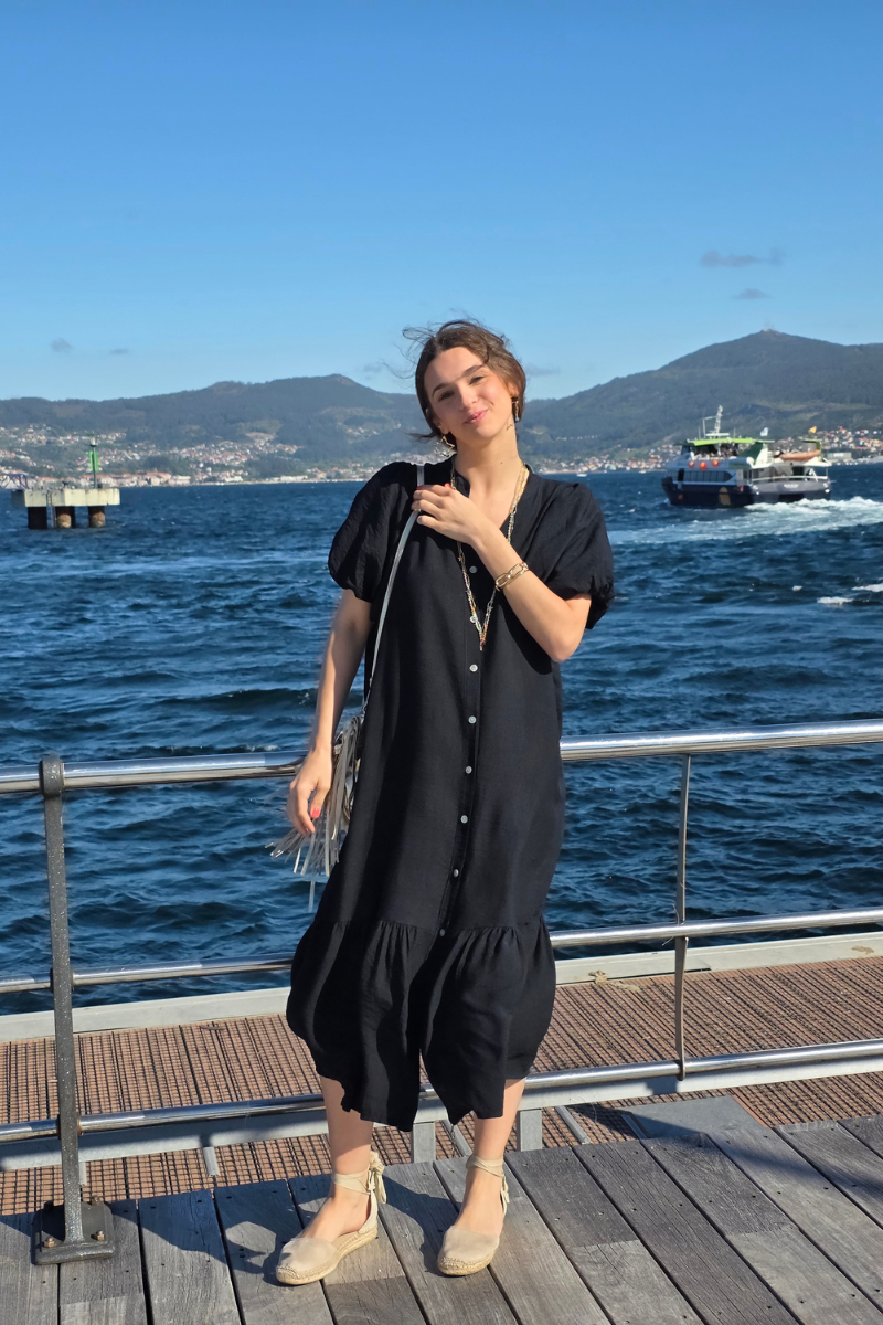 Vestido Manga Globo Negro