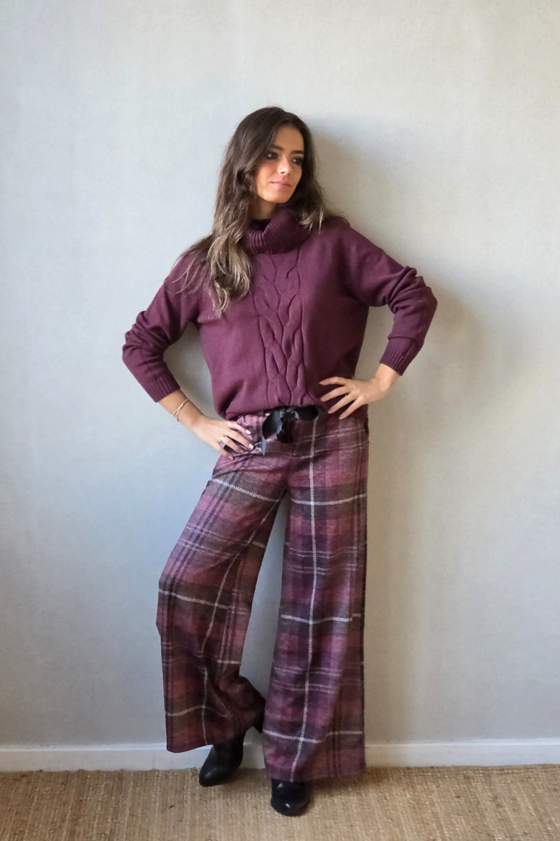 Pantalón de cuadros Belmonte berenejena