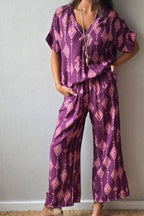 Pantalón rombos ciruela