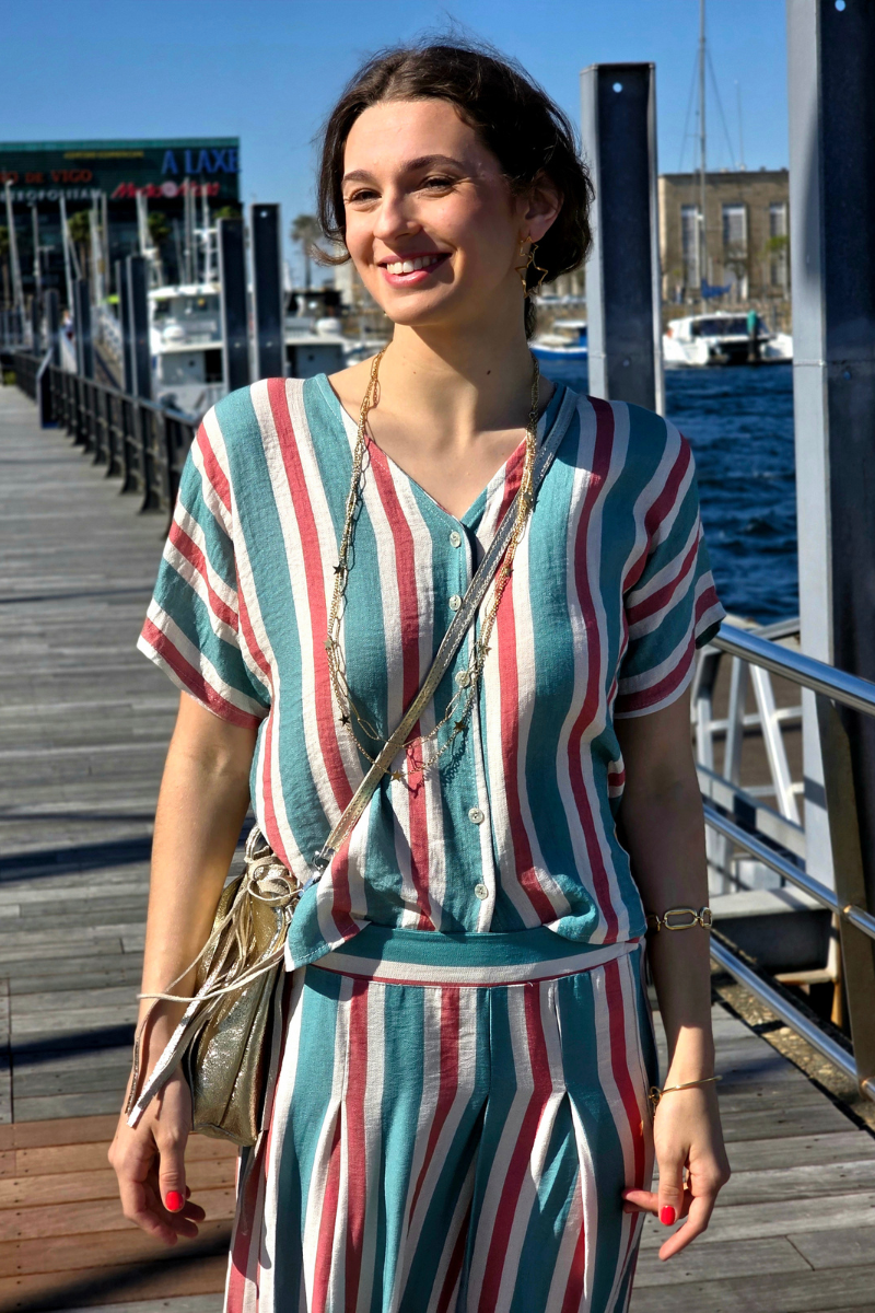 Camisa de Rayas Verde Bonito