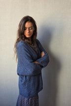 Chaqueta de punto tipo kimono brillos azul