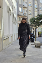 Falda de cuadros escocesa asimétrica gris