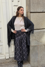 Falda de cuadros escocesa asimétrica gris