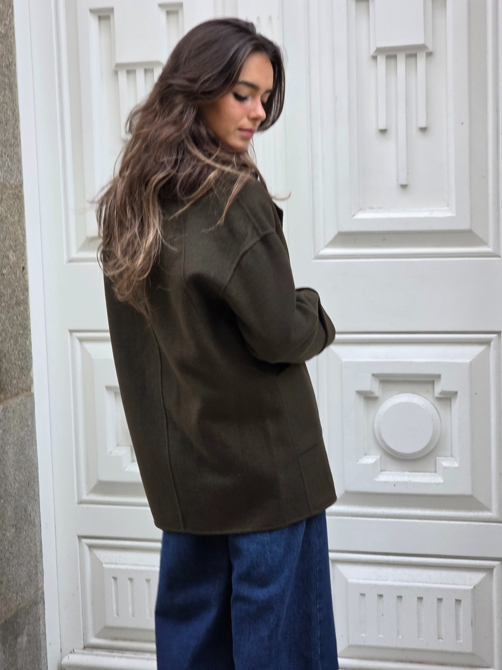 Abrigo de paño verde militar