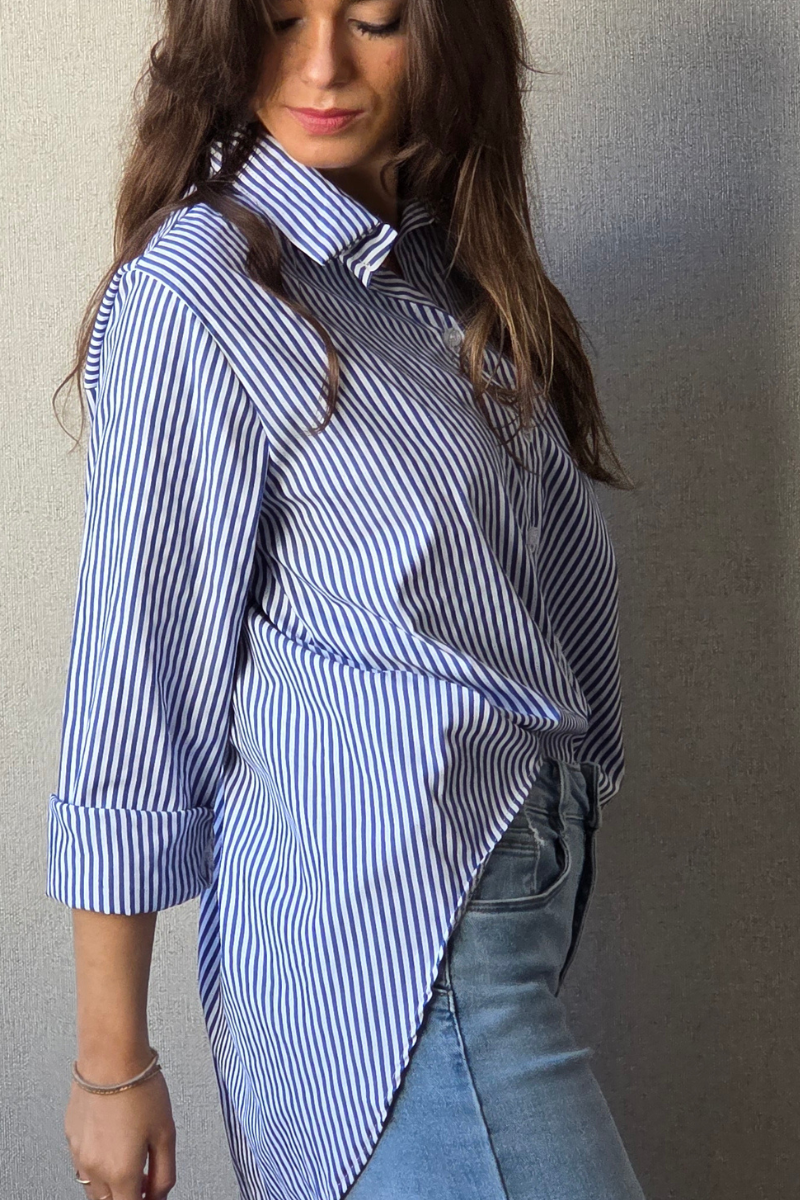 Camisa Rayas Azul Marino