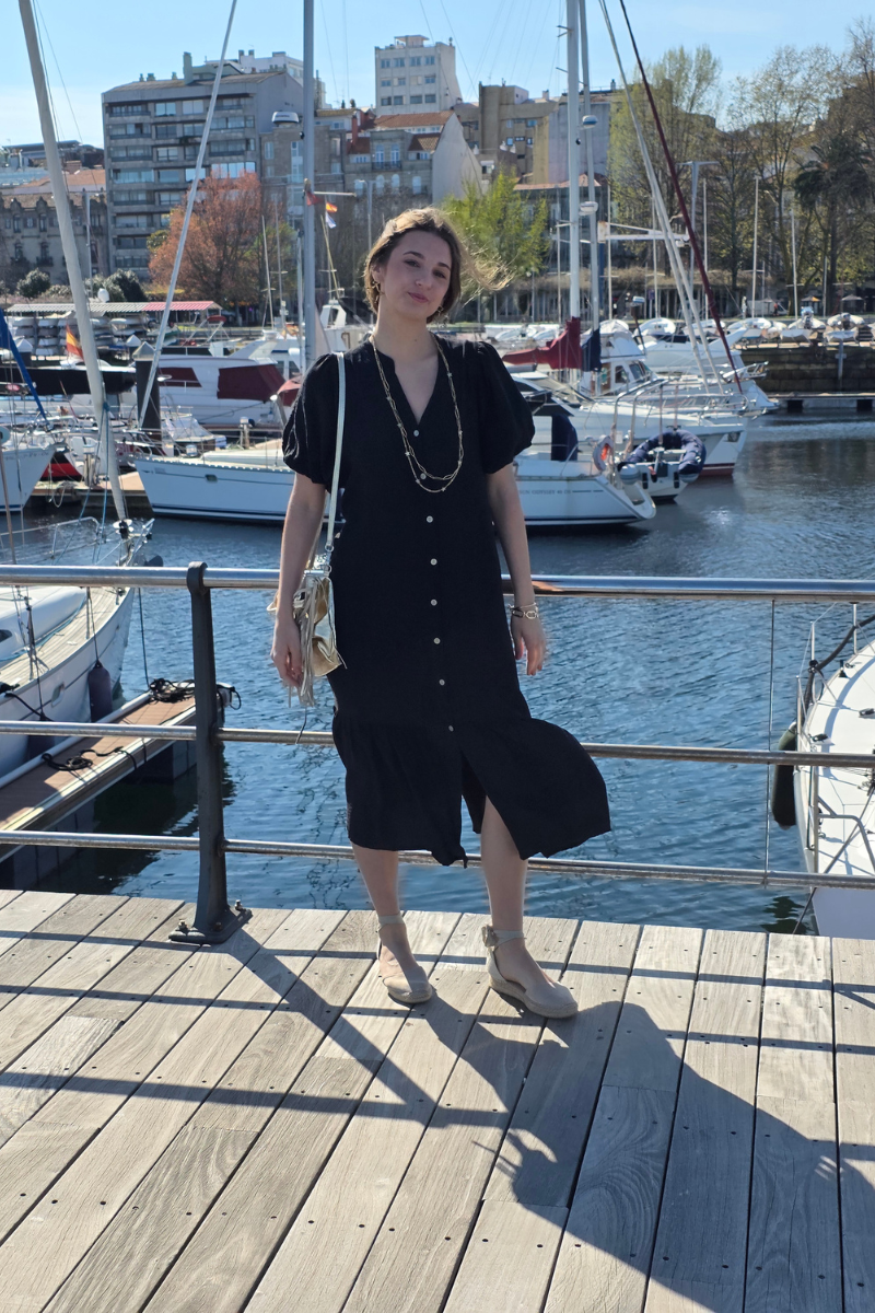 Vestido Manga Globo Negro