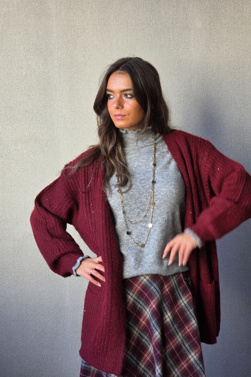 Chaqueta de punto Olivia granate