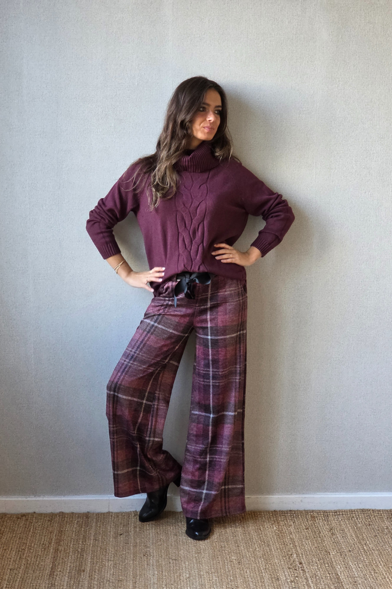 Pantalón de cuadros Belmonte berenejena