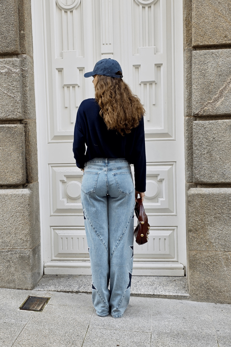 Vaquero Azul con Estrellas Laterales