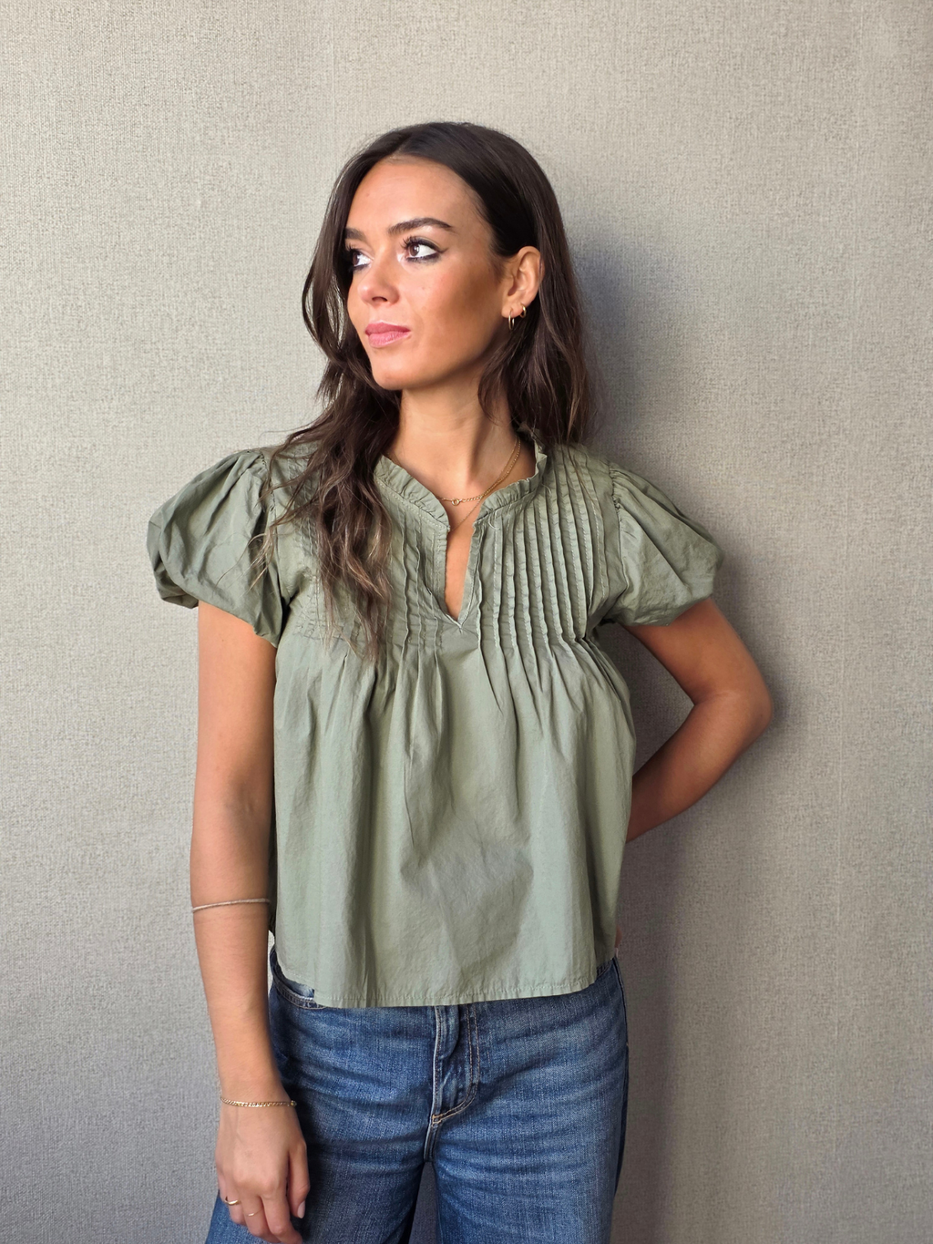 Blusa Manga Farol Caqui