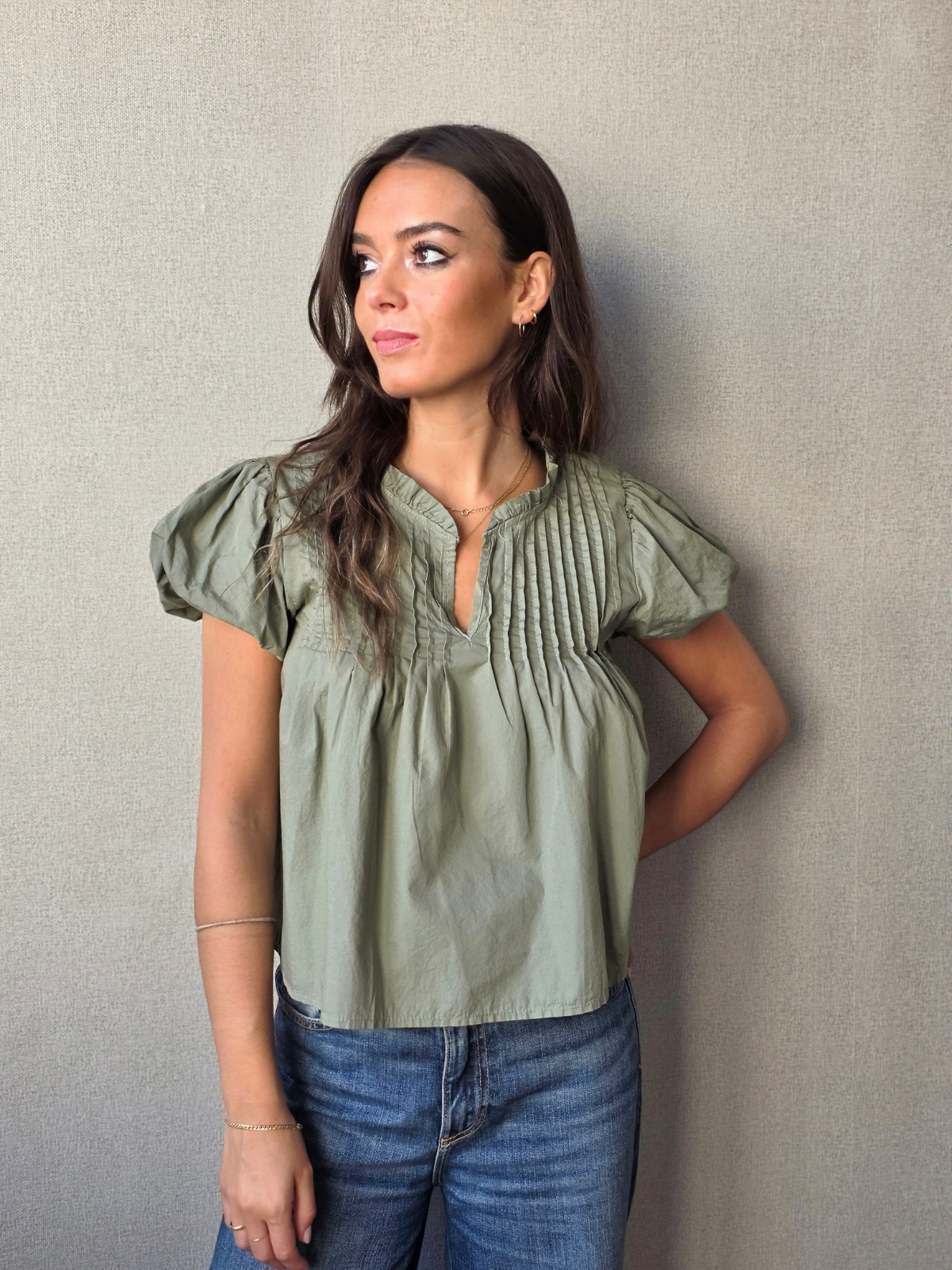 Blusa Manga Farol Caqui