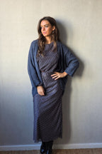 Chaqueta de punto tipo kimono brillos azul