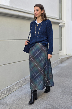 Falda Casilda de cuadros grandes azul marino