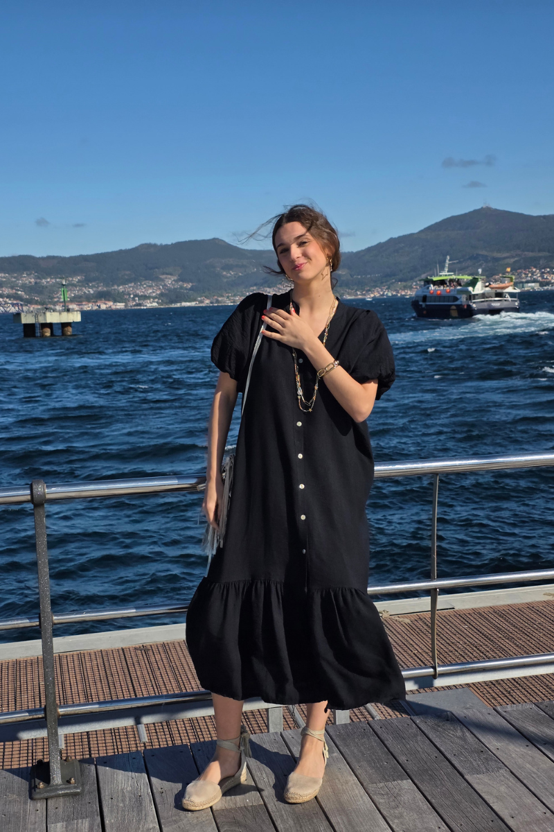 Vestido Manga Globo Negro