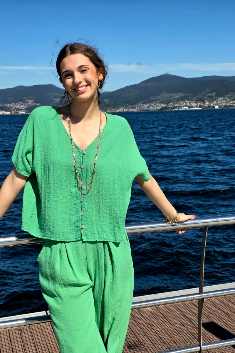 Blusa de Botones Verde Andalucía