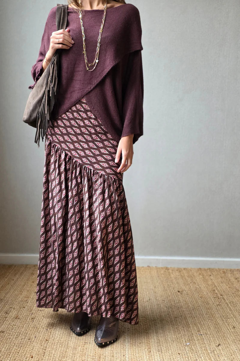 Jersey cruzado manga japonesa berenjena oscuro