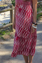 Vestido ikat tirante ancho fresa