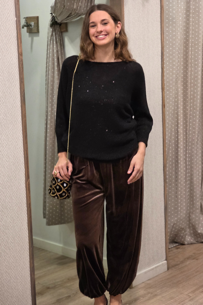 Pantalón bombacho de terciopelo marrón