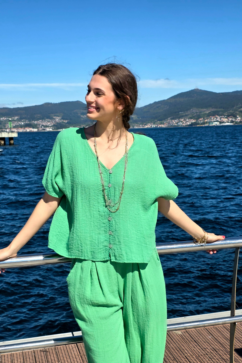 Blusa de Botones Verde Andalucía