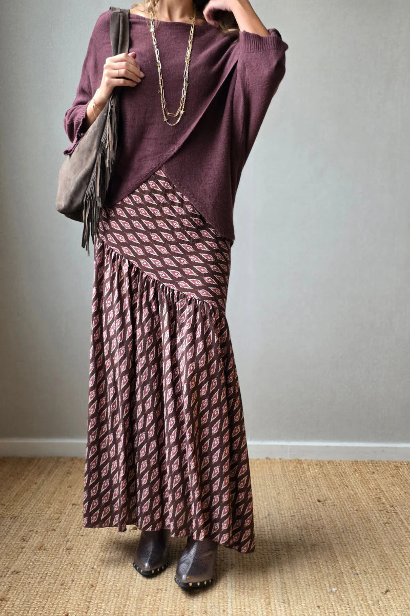 Jersey cruzado manga japonesa berenjena oscuro