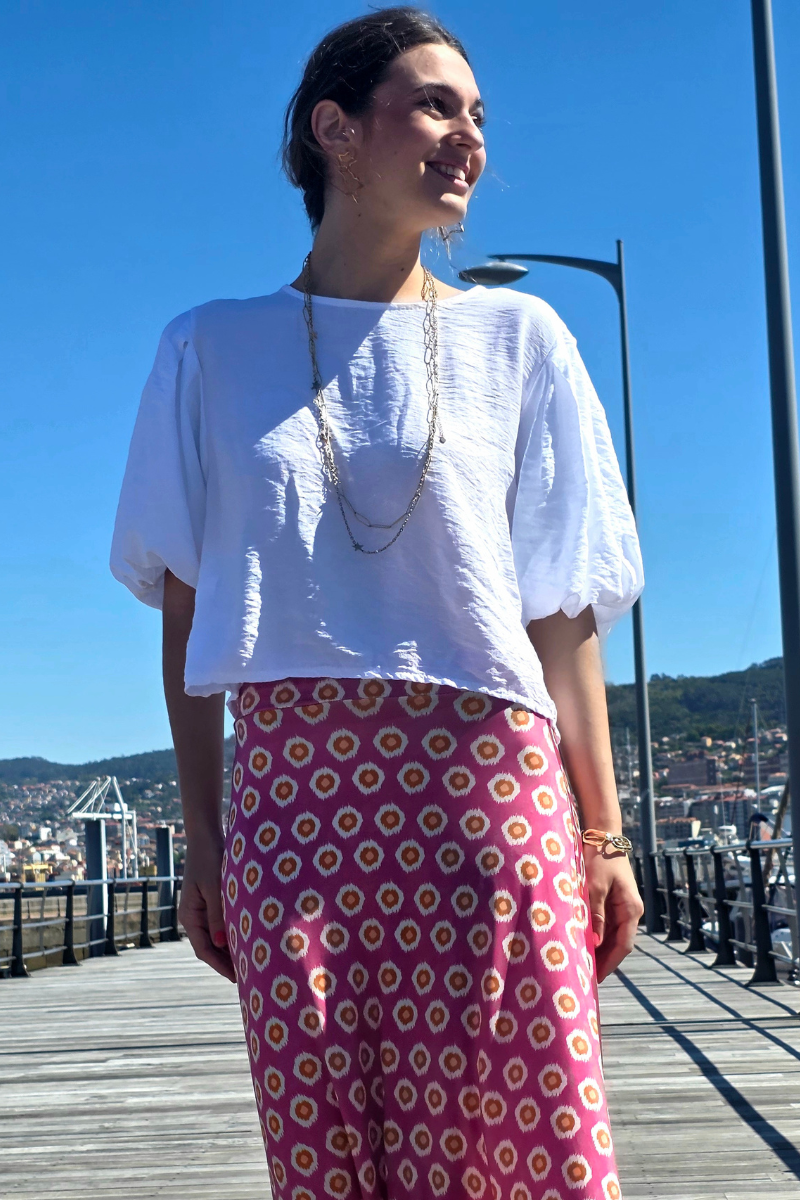 Blusa Manga Globo Blanco