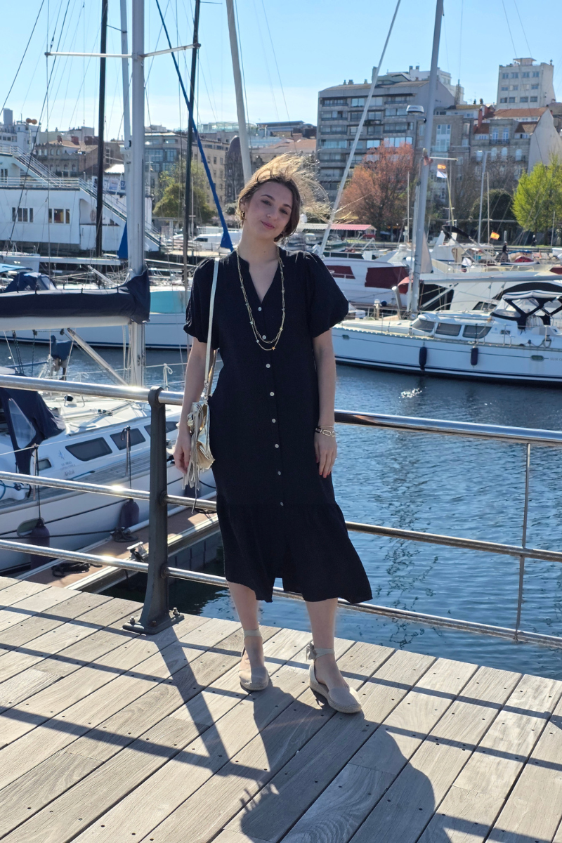 Vestido Manga Globo Negro