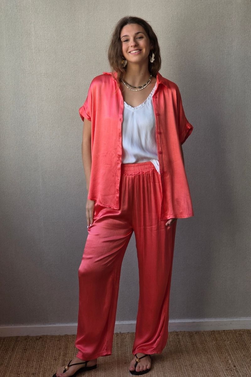 Camisa de raso coral