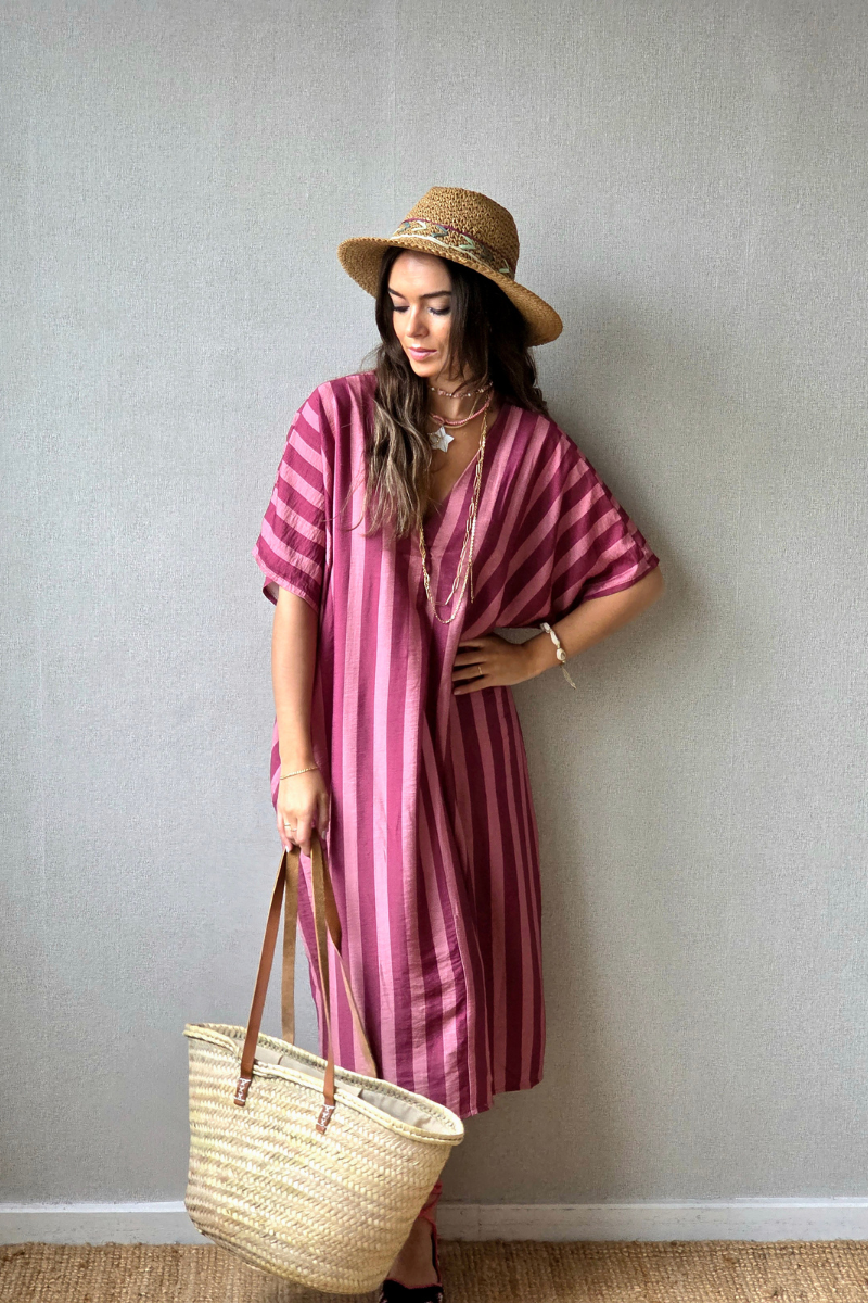 Vestido rayas Frambuesa tipo kurta