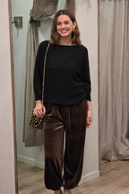 Pantalón bombacho de terciopelo marrón