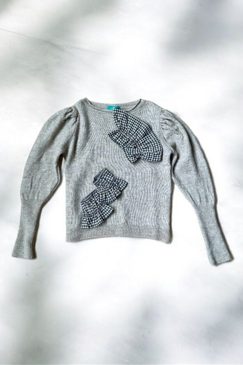 Conjunto de puño y cuello vichy gris