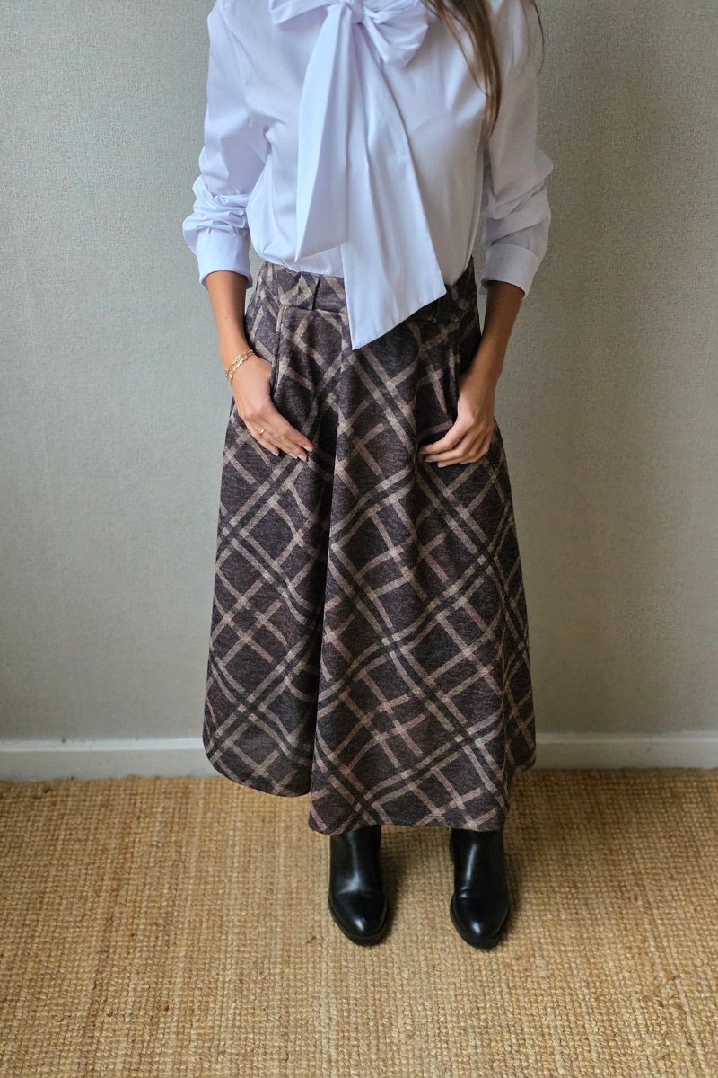 Falda de cuadros grandes chocolate