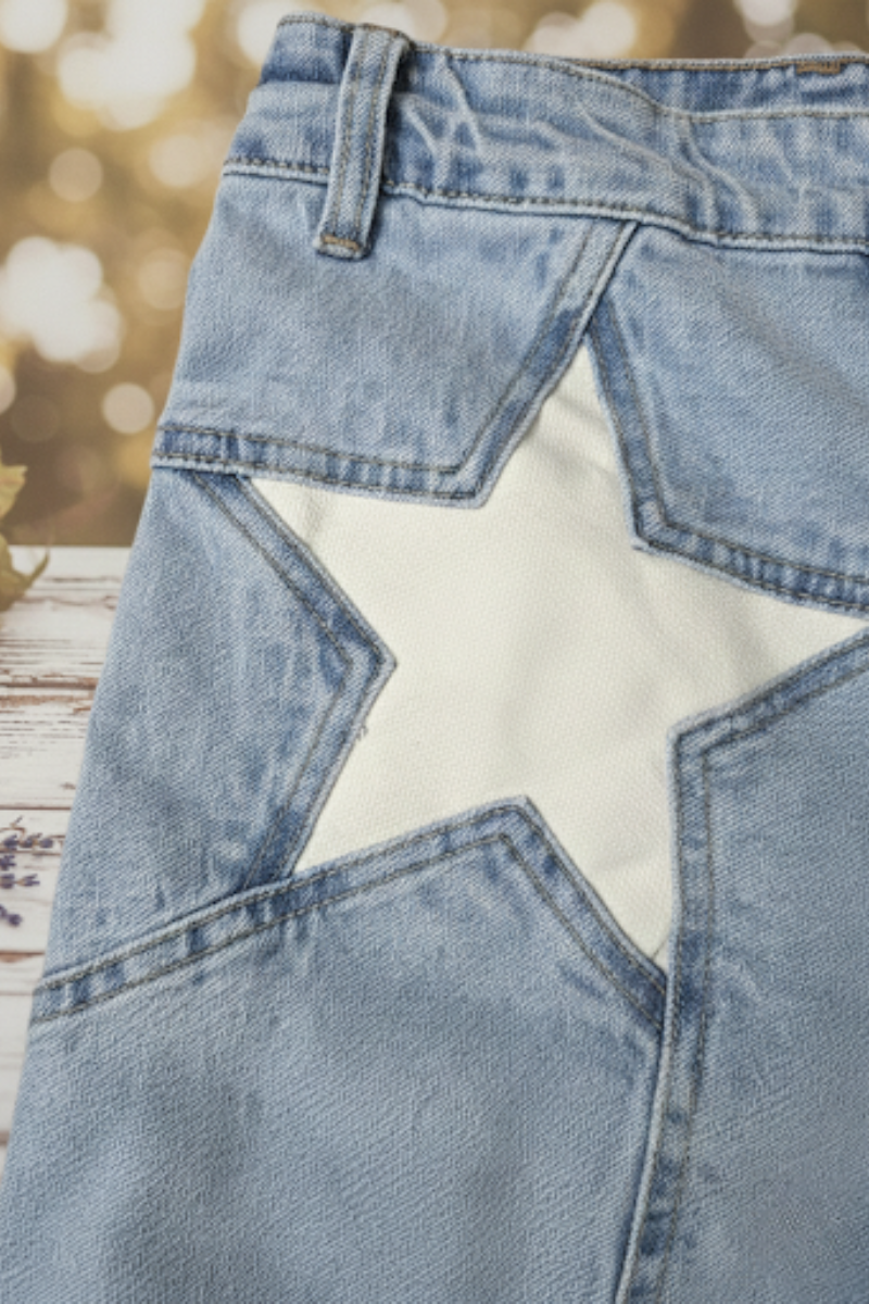 Vaquero azul con estrellas wide-leg