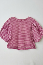Blusa Manga Globo Cuadro Vichy Fucsia