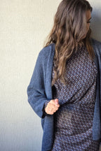 Chaqueta de punto tipo kimono brillos azul