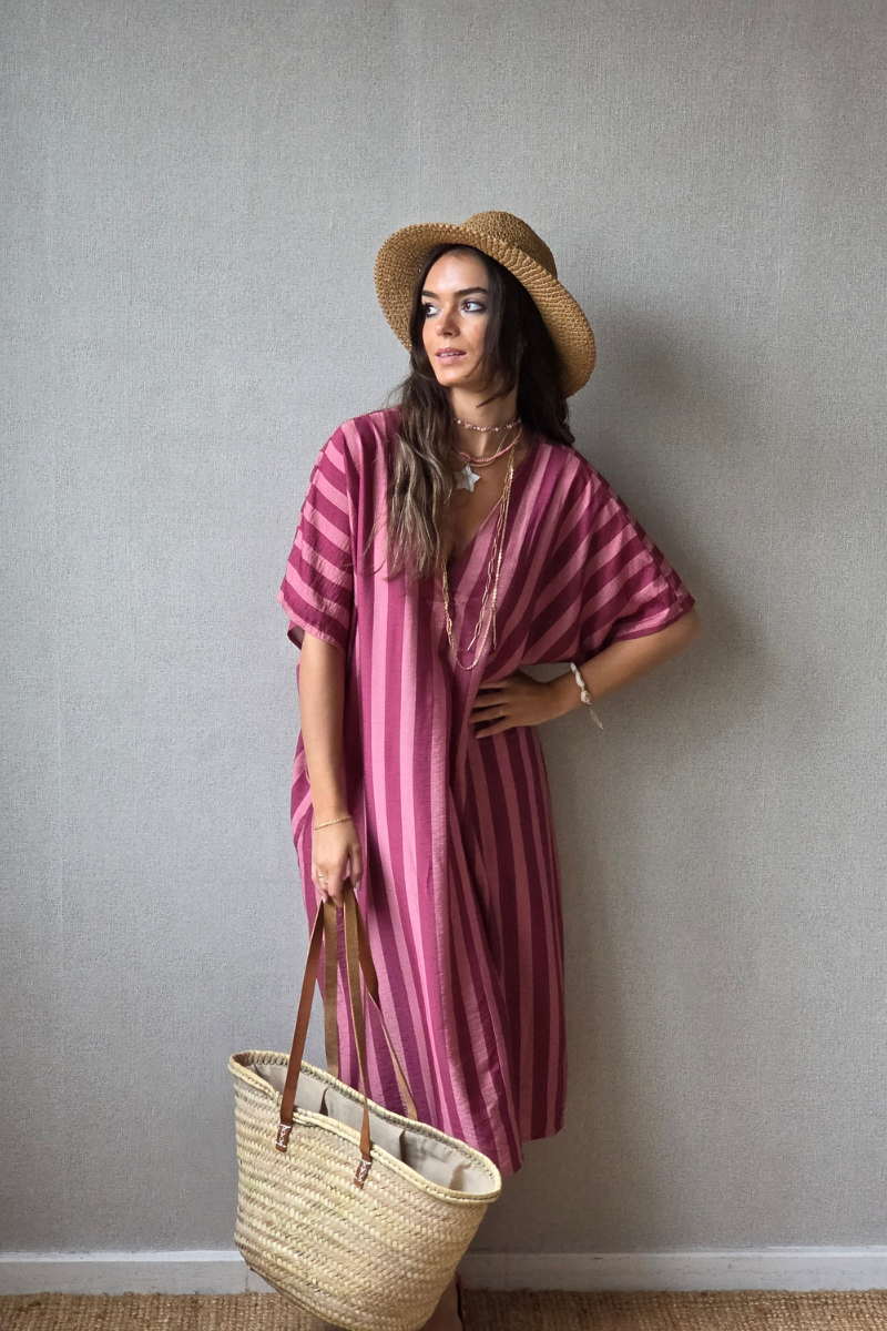 Vestido rayas Frambuesa tipo kurta