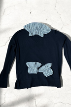 Conjunto de puño y cuello vichy azul marino