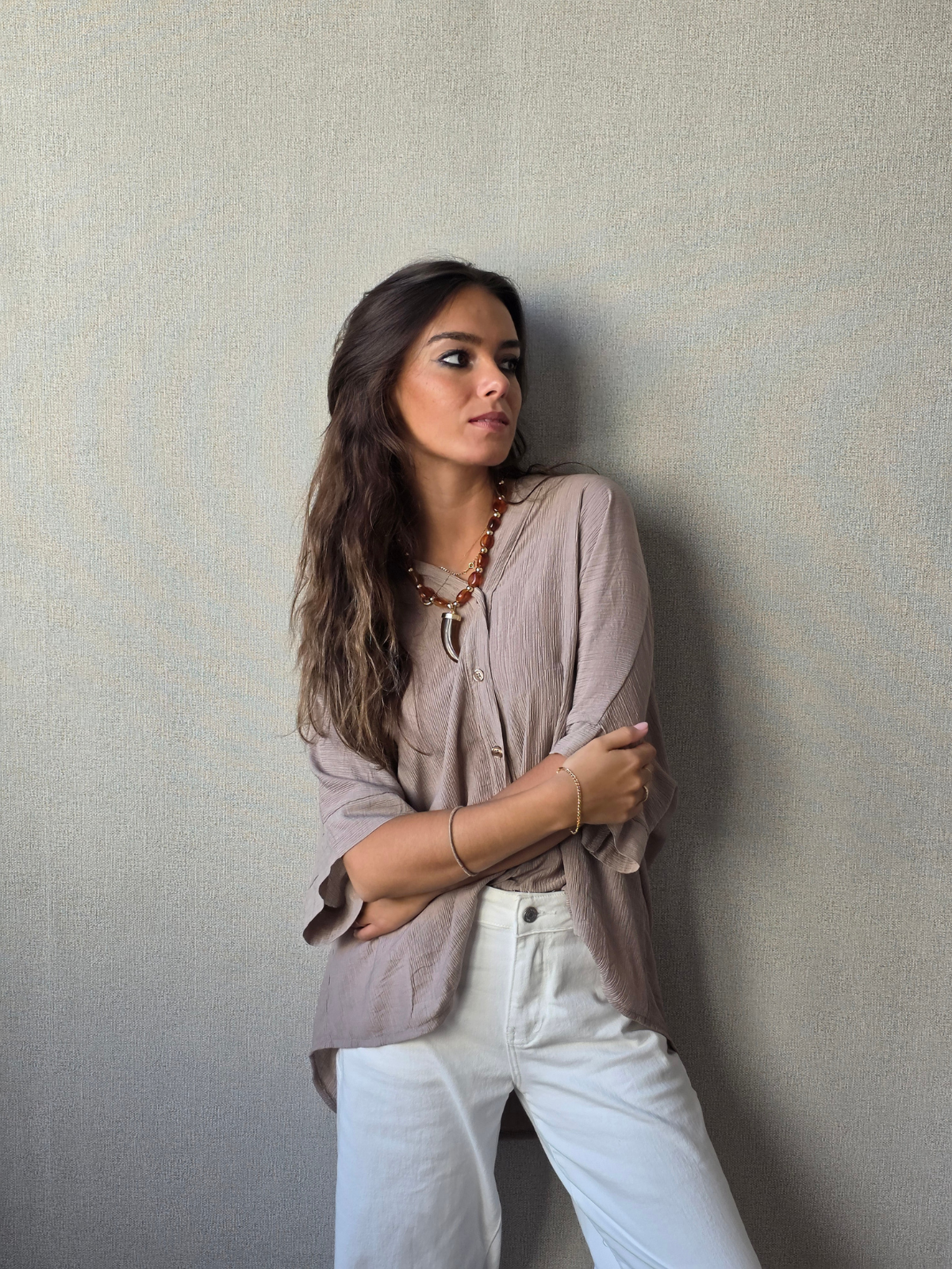 Camisa Cuello Mao Topo