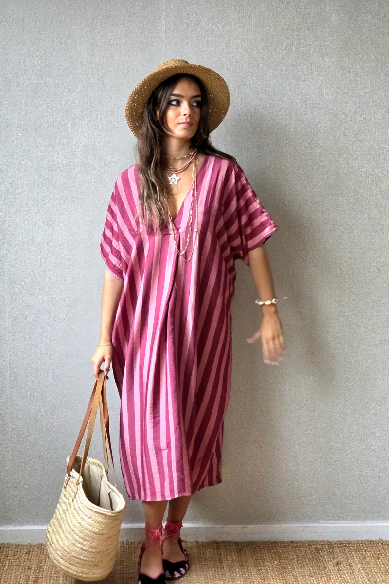 Vestido rayas Frambuesa tipo kurta