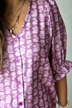 Vestido flores  con botones morado