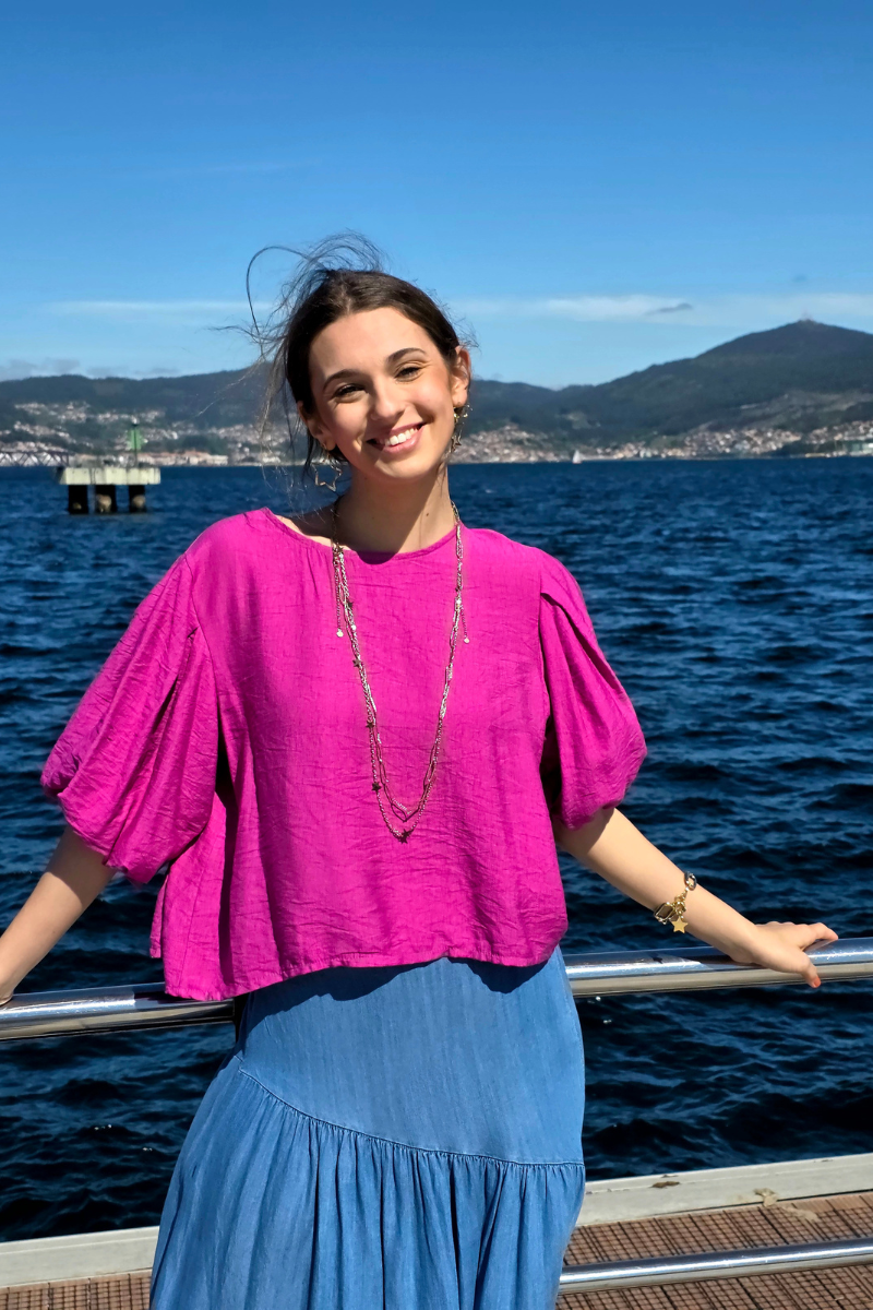 Blusa Manga Globo Magenta