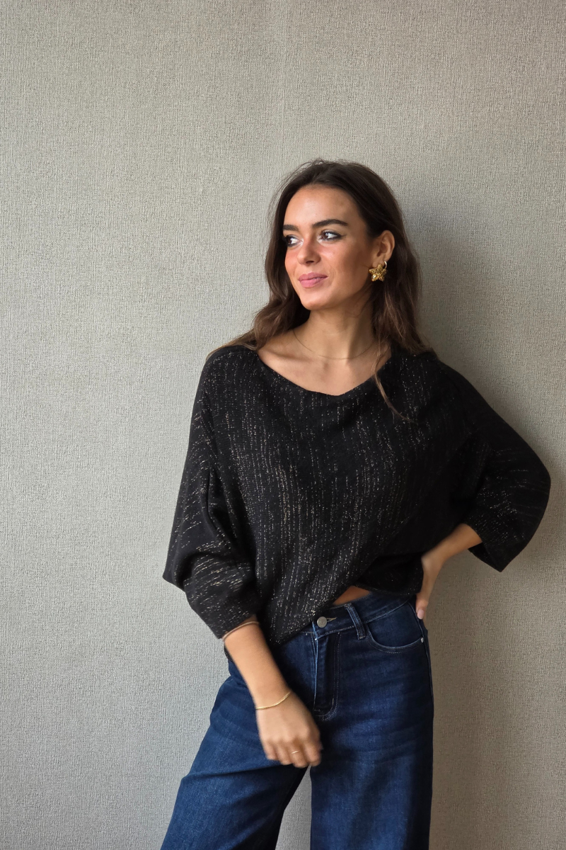 Jersey cruzado con brillo negro