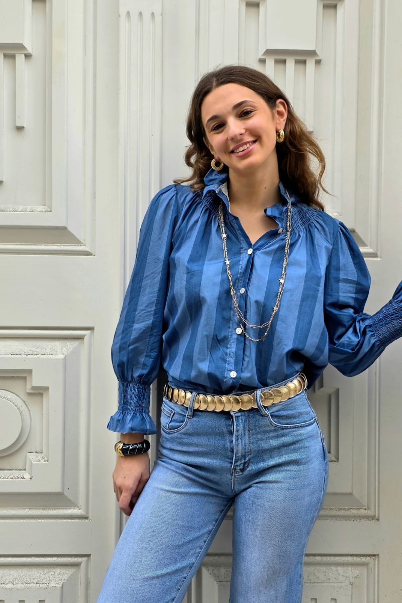 Camisa Rayas Azul Jean