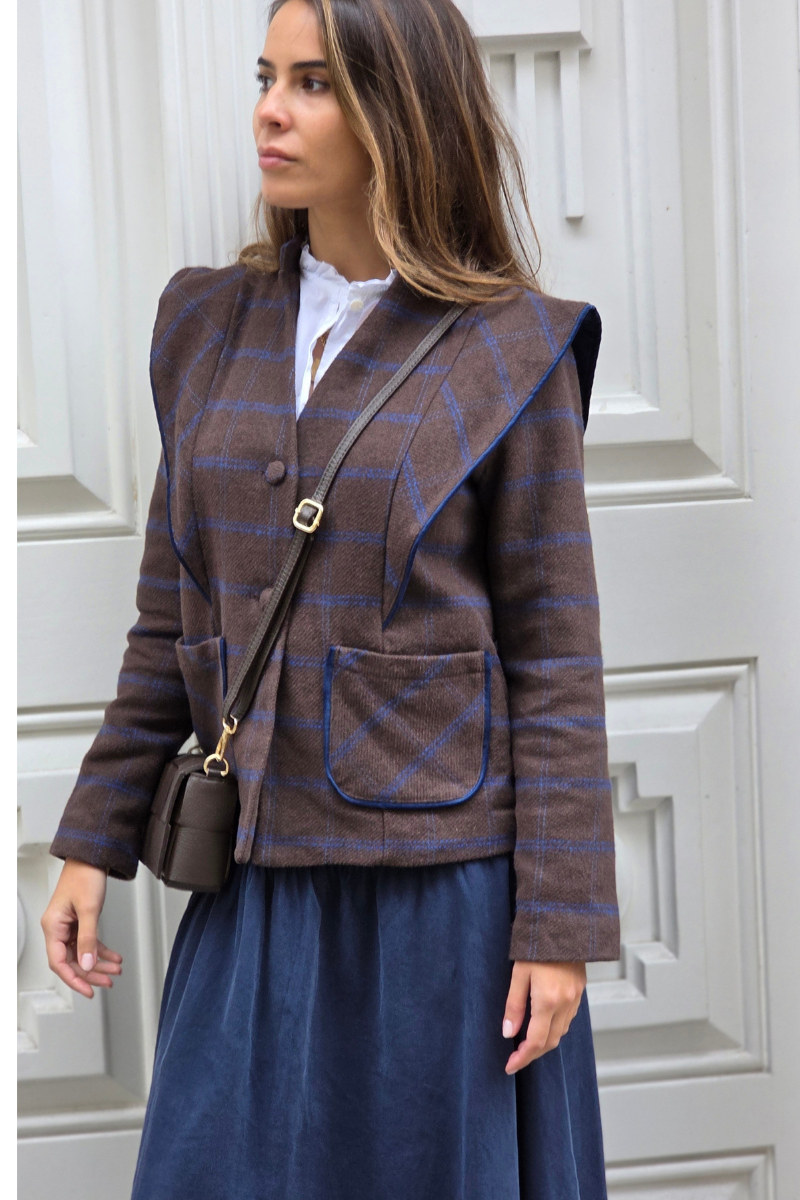 Americana de cuadros marrón