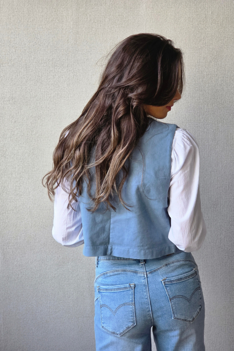 Chaleco Tachuelas Estrellas - Azul Jean